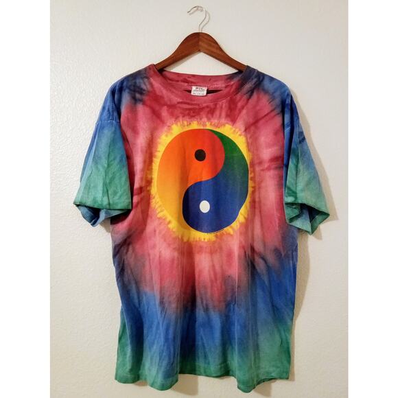 Vintage 1995 Big Production Tie Dye Grateful Dead Style Tee Yin Yang Rare SZ XL - Picture 1 of 8